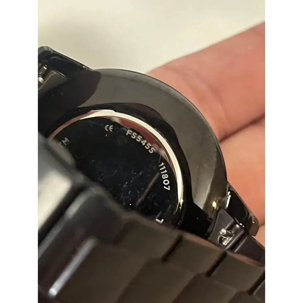 Fossil FS5455 Minimalist Carbon Black Stainless Steel Men's Wristwatch